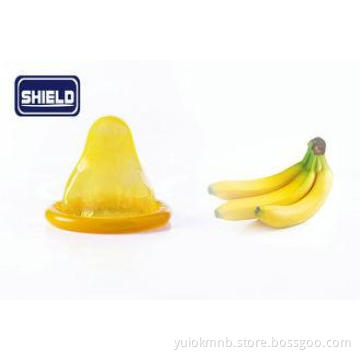 Yellow Lubricated Sexy Fruit Flavoured Condoms 52mm With Ba